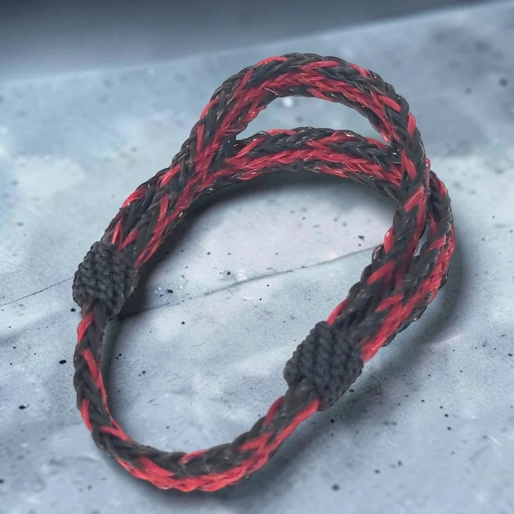 VTG Braided Horsehair Bracelet Red Black Adjustable Western Unisex Equestrian